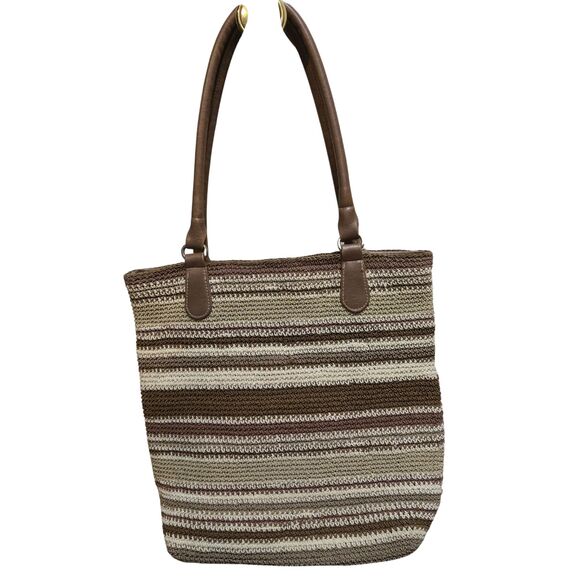 No Brand Handbags - Beachy Knit Y2K Coastal Grandma 90s Earthy Boho Striped Slouchy Hobo Tote Bag